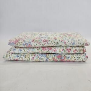 Vtg Ralph Lauren Loire Flat Fitted Sheets KING Pink Floral Quiet Luxury Cottage